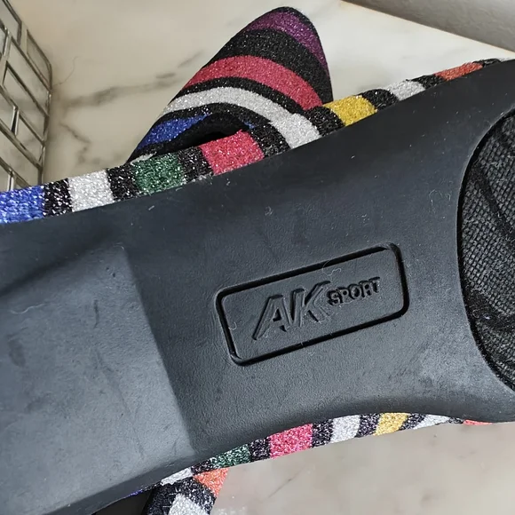 Anne Klein Sport Women's Glitter Multicolor Stripe Flat Shoes | Size 8M (NWT) - Picture 10 of 15